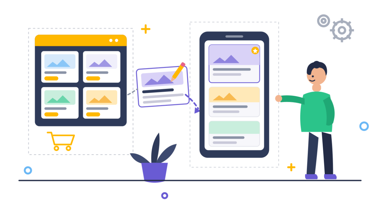 Illustration : catalogue produit transformé en contenu éditorial qui apparaît dans le flux Google Discover sur mobile